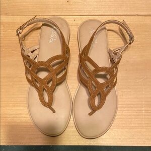 Market & Spruce Brown Leather Sandals with Intricate Straps